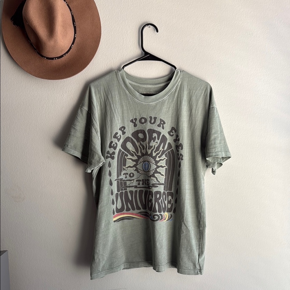 Graphic Tee with Eye and Universe Design